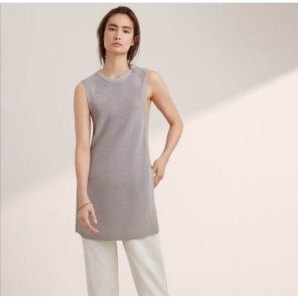 Wilfred Aritzia Palmier Sweater Side Split Knit Sleeveless Tank Top Gray Size XS